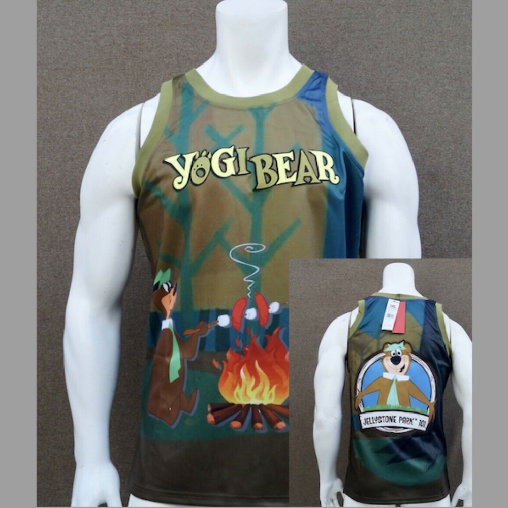 NEW Yogi Bear Green Men's Headgear Classics Embroidered Jersey